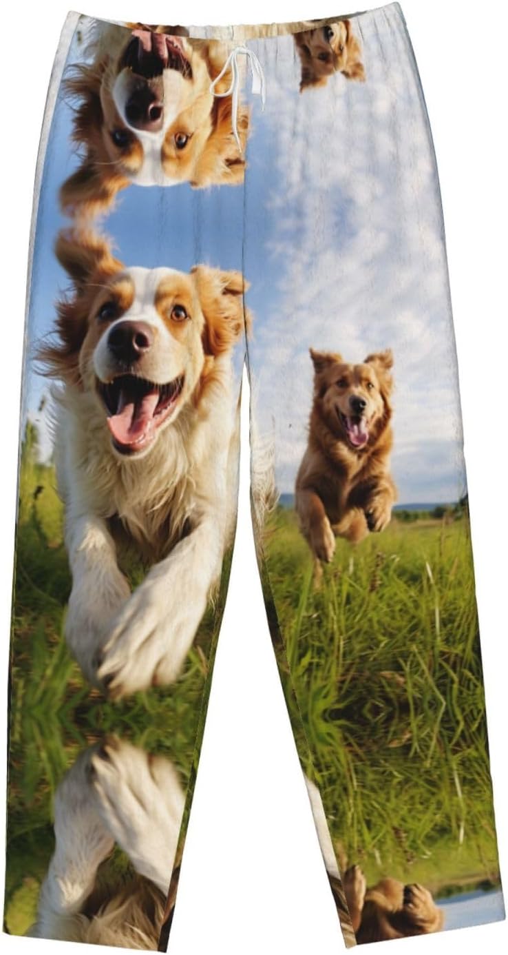 Fun Dogs Print Cozy Christmas Pajama Pants,Flannel Pajama Bottoms,Cater To Various Body Types