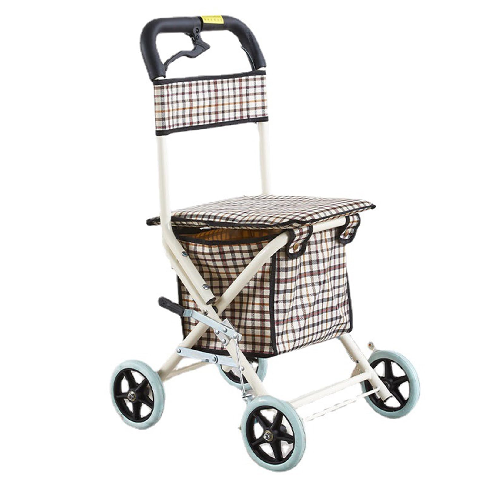 Andador plegable con ruedas para ancianos con asiento - Andador 2 en 1 para silla de ruedas y silla de transporte, ayuda a la movilidad