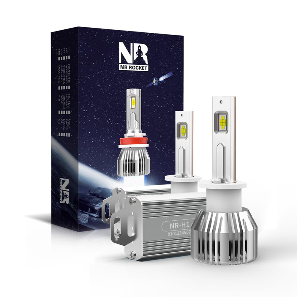 Ampoule H1 LED 24V Blanc 6500K CANBUS 110W 13200 Lm Phares à LED H1 350% de Luminosité, Feux de Route et Feux de Croisement pour Voitures et Camions, 2 pièces