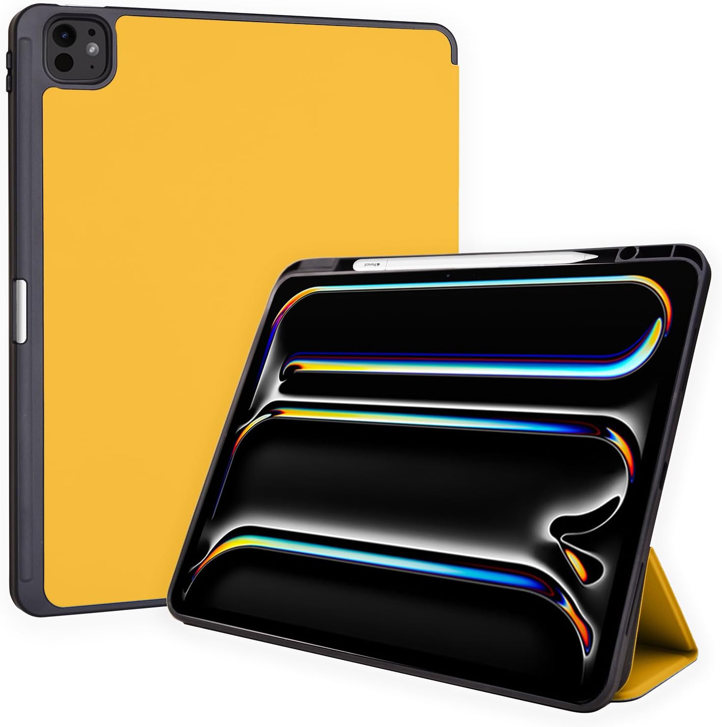 TECHGEAR Smart Case for Apple iPad Pro 13" (M5 2025 & M4 2024) Slim PU Leather Tri-Fold Stand Cover with Apple Pencil Holder, Auto Sleep/Wake & Corner Protection - Yellow