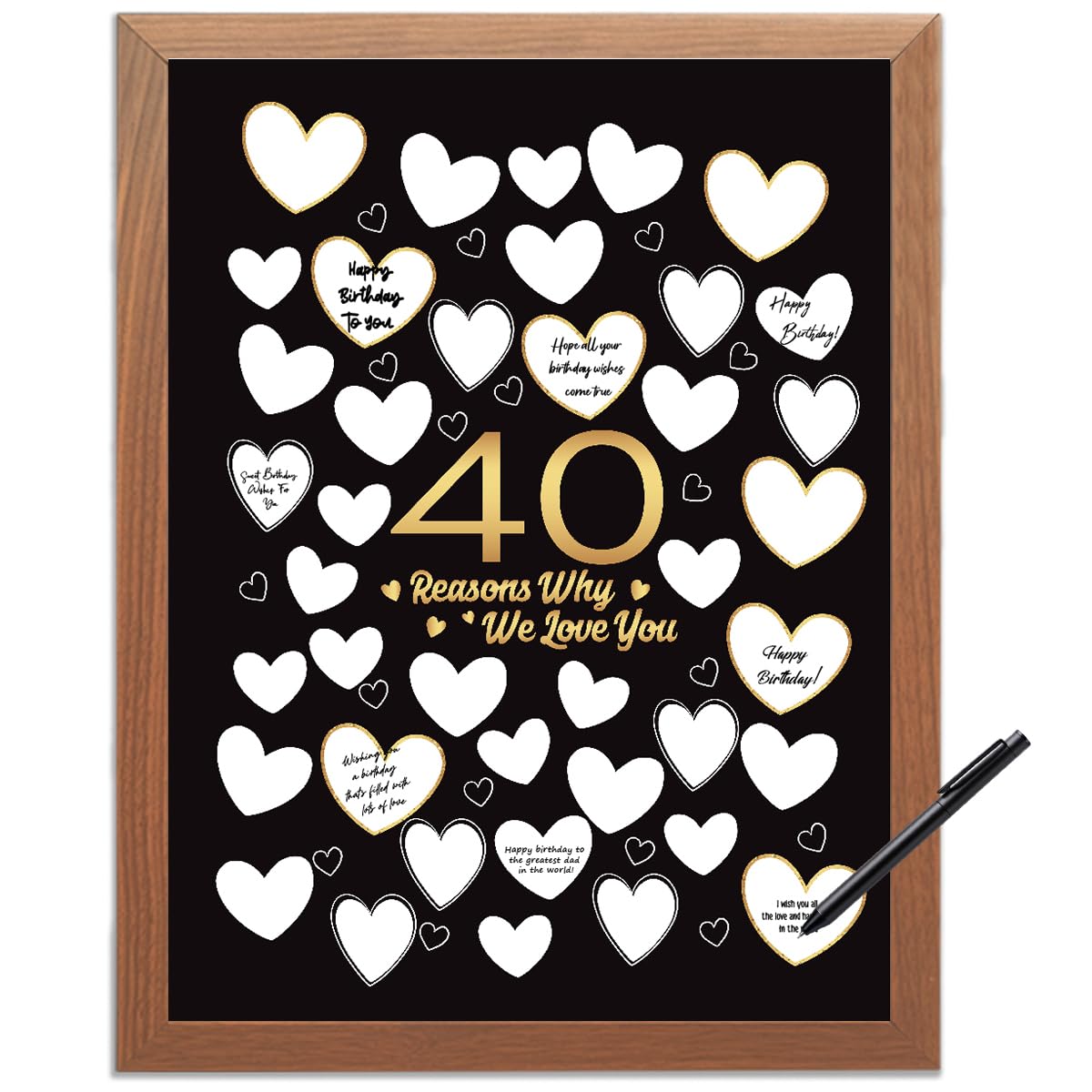 40 Reason Why We Love You,40th Birthday Wall Decor,Birthday Gifts for Women Men,24x18 Inches Guest Canvas 40th Anniversary or Birthday Party Favors