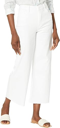 KUT from the Kloth Meg High-Rise Fab Ab Wide Leg Raw Hem in Milestone Optic Whit