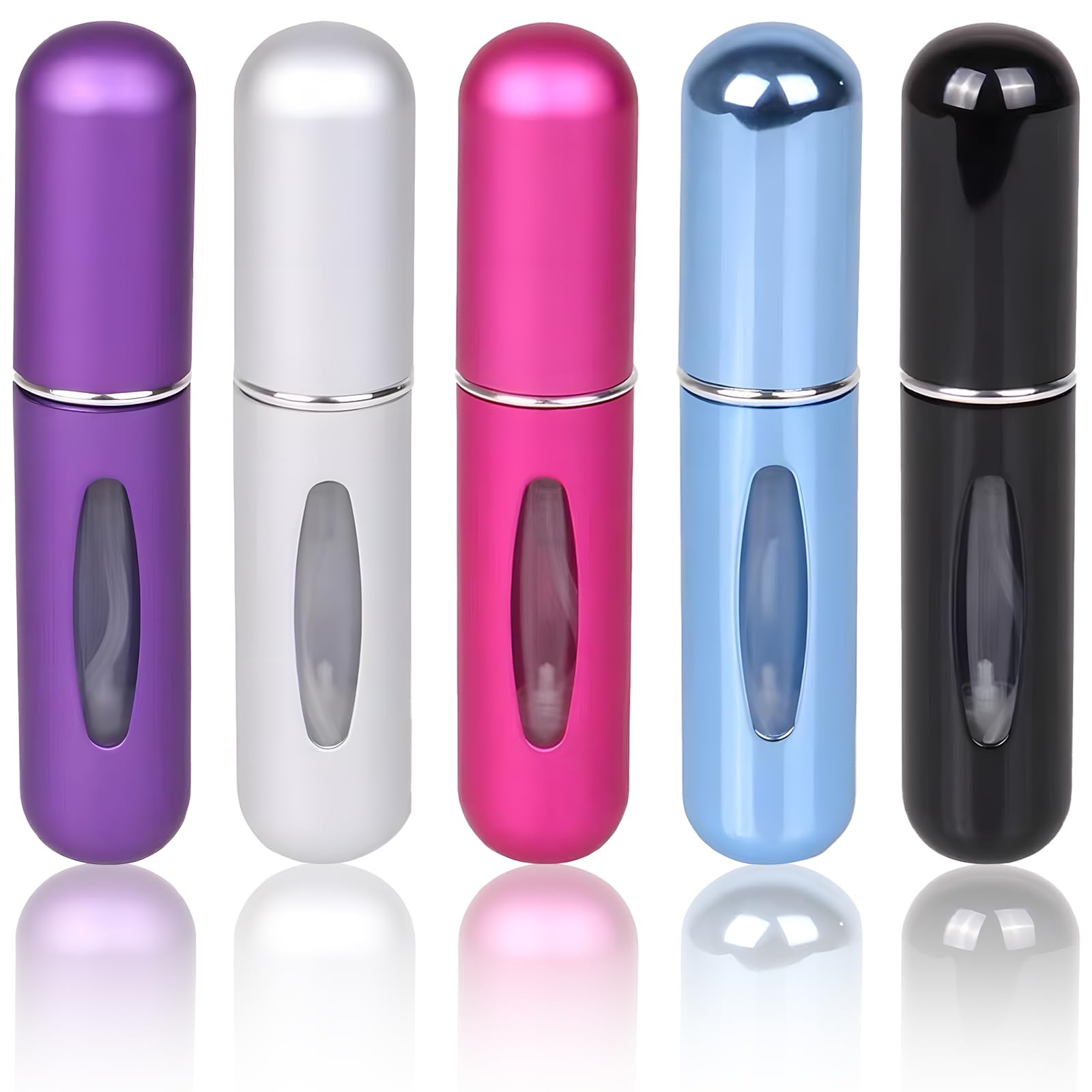 5 piezas 5ML Atomizador Perfume Recargable, Atomizador de Perfume, Mini Botella Rociadora Portátil, Perfume Miniatura Sin Fugas, Ideal para Viajar, Salidas, Citas y Uso Diario