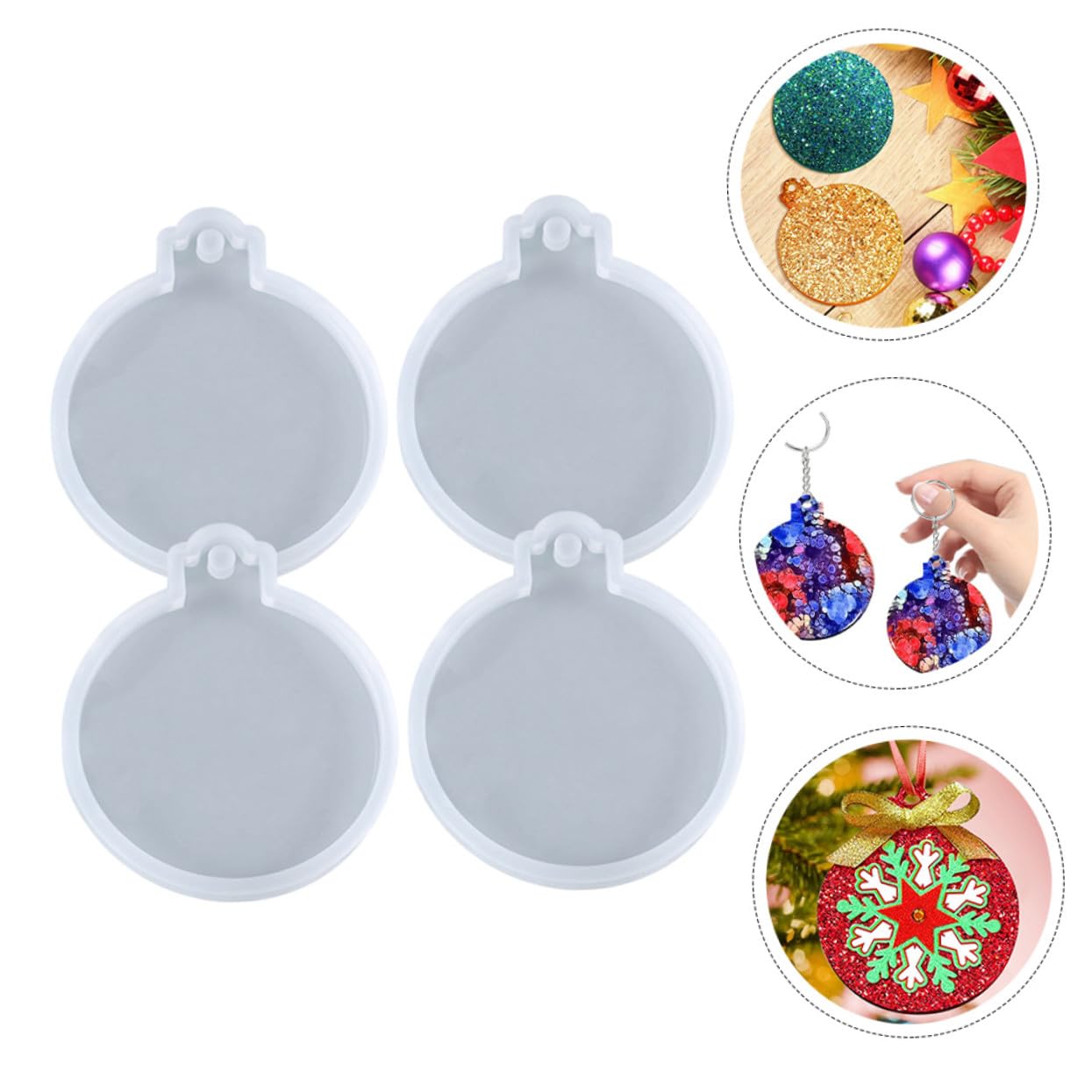 COHEALI 12 Pezzi Stampi in Silicone Rotondi per Decorazioni Natalizie Te Materiale Durevole e Flessibile per Collane e Portachiavi Modelli Trasparenti per Epoxy Artigianale