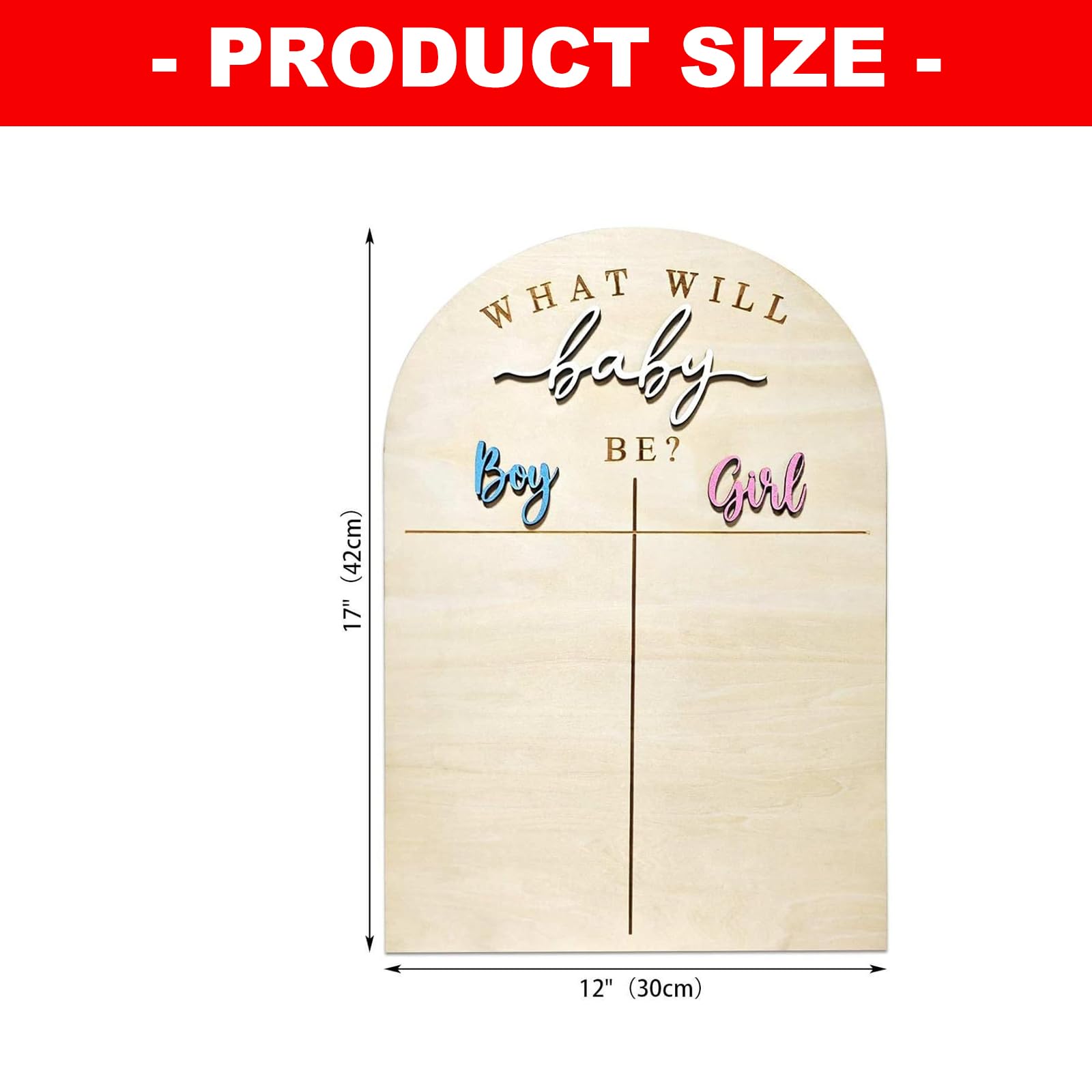 Set da gioco "Genders Reveal", lavagna con adesivi di votazione, decorazioni in legno per baby gender reveal, set di accessori per feste
