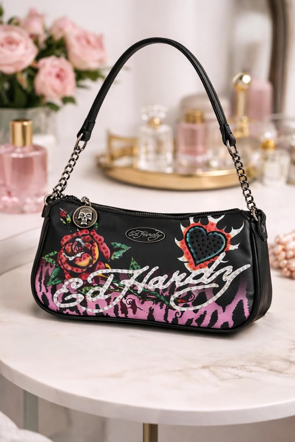 ED HARDY Women's Shoulder Crossbody Bag (Midnight Rose)
