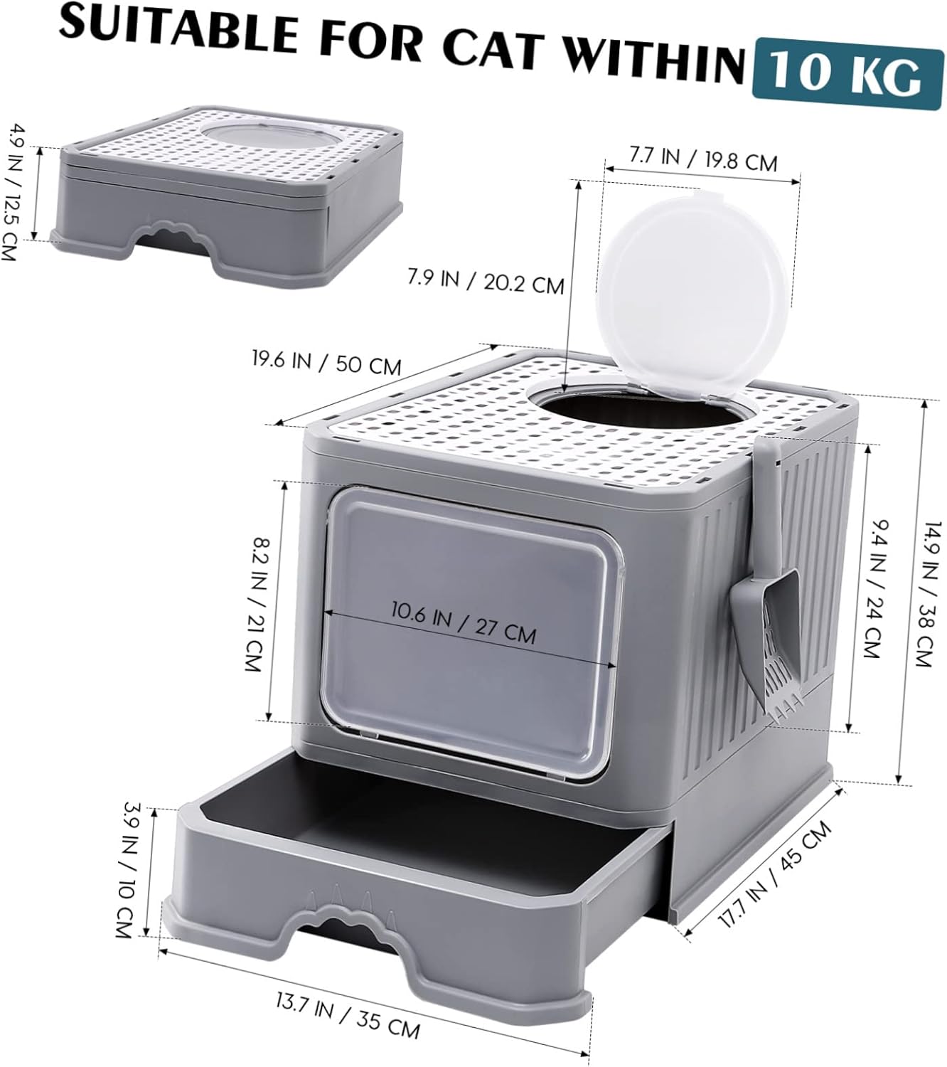 1pc Enclosed Cat Litter Box Drawer Type Toilet Foldable Design Splash Easy to Shovel Elegant Privacy and Comfort