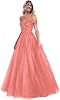 Eightale Sparkly Tulle Prom Dress Off Shoulder Glitter Lace Applique Formal Evening Party Gown
