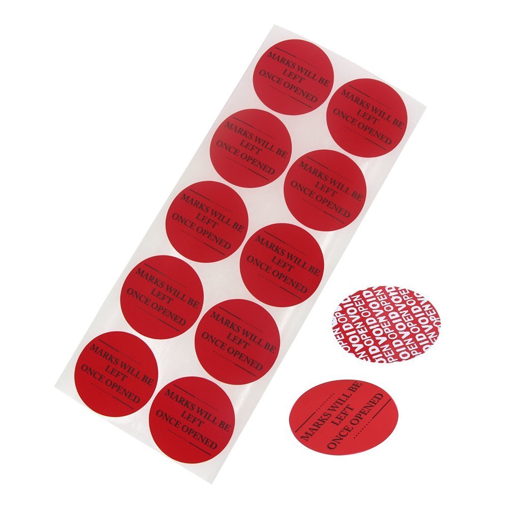 Solitary Walker 100Pcs Tamper Evident Security Labels Diameter 2 inch Rounds Red Complete Transfer Tamper Proof Stickers Safety Torn up Invalid Seals