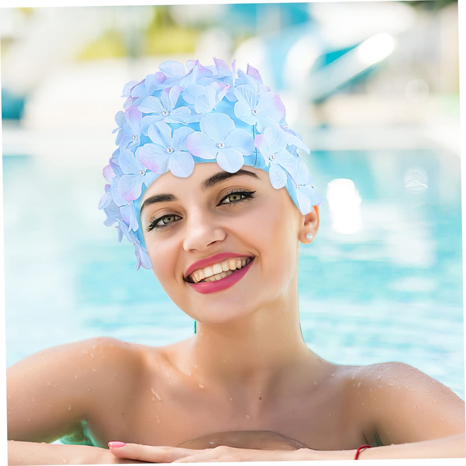 Toyvian Gorros de Natación para Mujer Flores 3D, Diseño Antideslizante en Nylon, 2 Piezas Reutilizables para Decoración Verano y Uso en Piscina o SPA