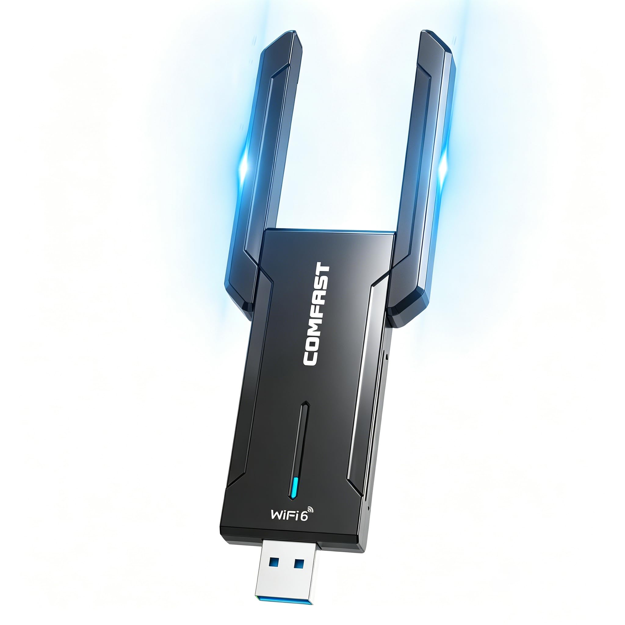 COMFAST AX5400 Adaptador WiFi USB para PC, Receptor Wi-Fi 6E, USB 3.0, Tri-Banda 6G/ 5G/ 2,4GHz, Antena WiFi Externa Ajustable, WPA3, MU-MIMO, OFDMA, Compatible con Windows 10/11, Baja Latencia