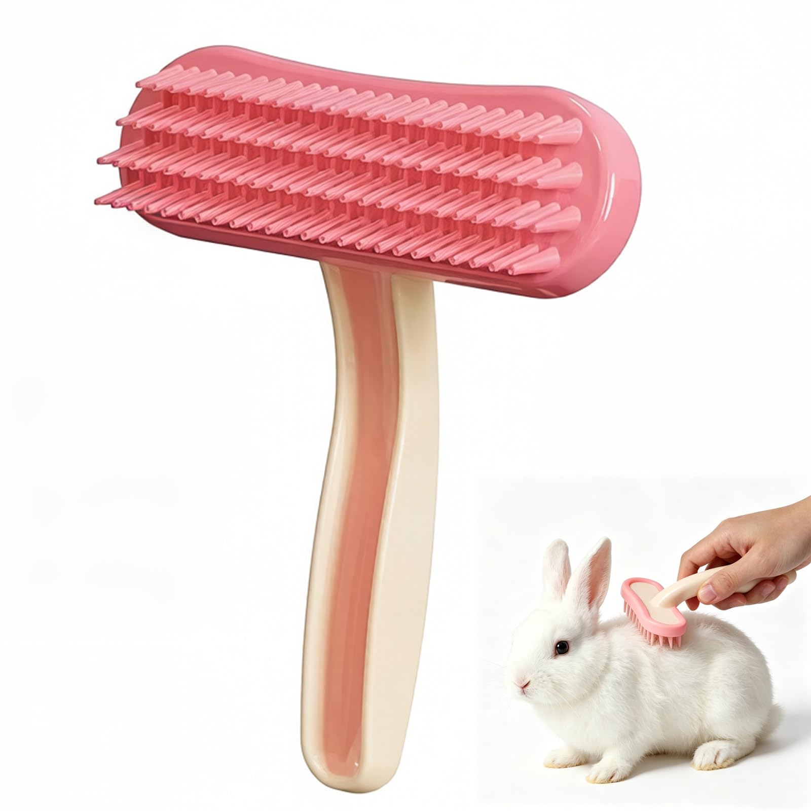Rabbit Brush, Durable Ergonomic Guinea Pig Brush, Gentle Massage Silicone Cat Brush for Shedding Management with Daily Coat Care Puppies Other Pets