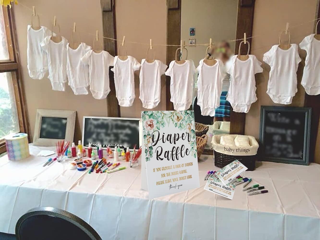 Boho-Blumen Baby-Party Spiel – Windeltüter Gewinnspiel Mit 50 Karten & Schild Für Babyparty-Dekoration