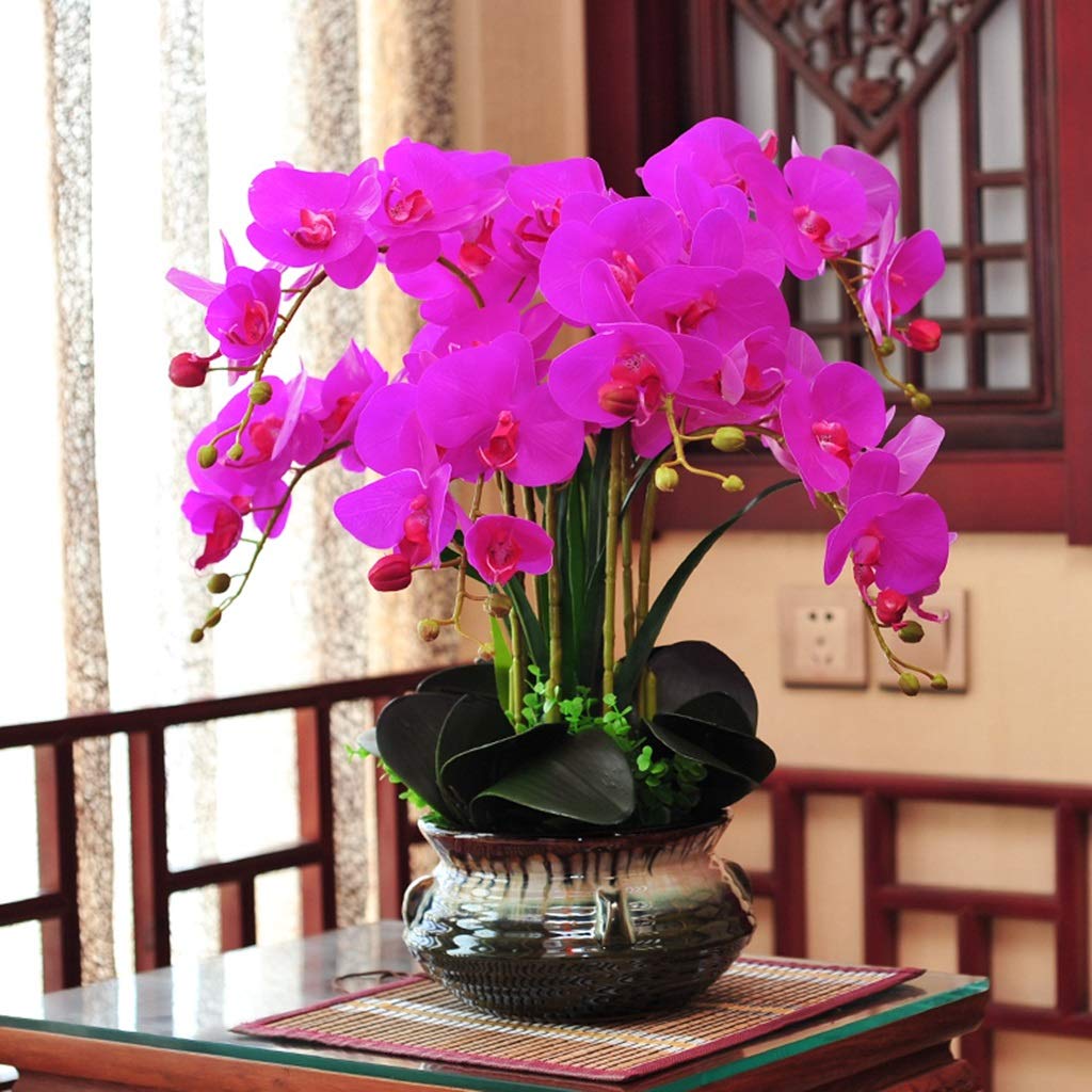 Fiori artificiali, fiori artificiali, orchidee Phalaenopsis artificiali, fiori in vaso, composizioni di piante in vaso di Phalaenopsis finte per feste di matrimonio, decorazioni per la tavol