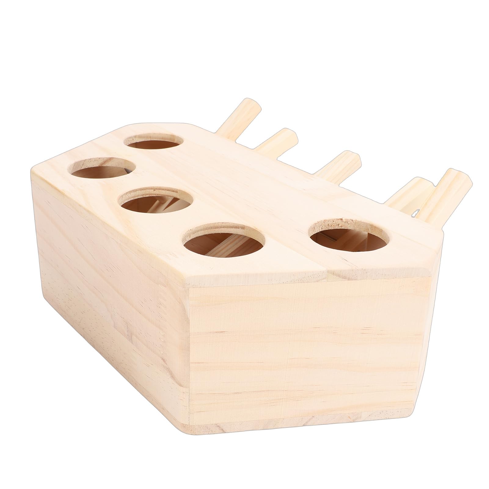 Hölzernes Katzenschlagspielzeug mit 5 Löchern, Reduziert Langeweile, Interaktives Katzen-Puzzle-Box-Spielzeug für Kitty-Übungen