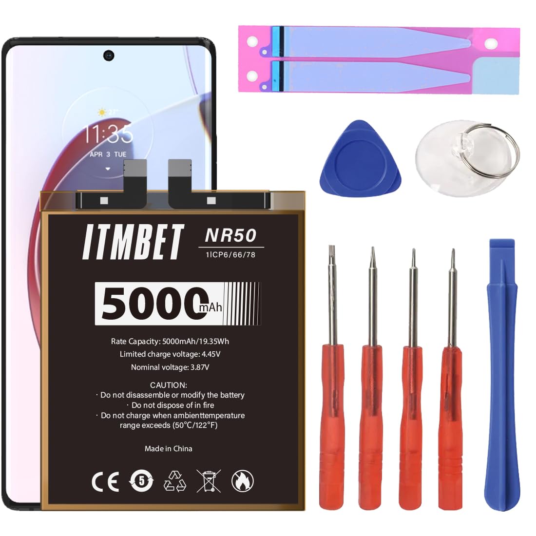 ITMBET Moto Edge X30 5G Battery, 5000mAh High Capacity Replacement Battery for Motorola Moto Edge X30 5G (XT2201-2/6 / 2021) (NR50) with Replacement