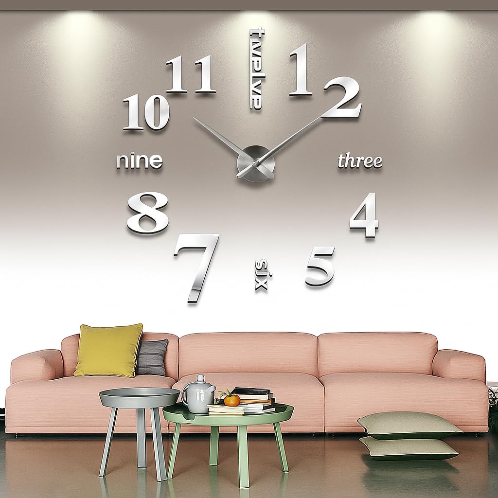 UNIQUE GADGET Diy Wall Clock 3D Sticker Home Office Decor 3D Wall Clock (Covering Area:100*100Cm) - T4215(Acrylic)-image-31