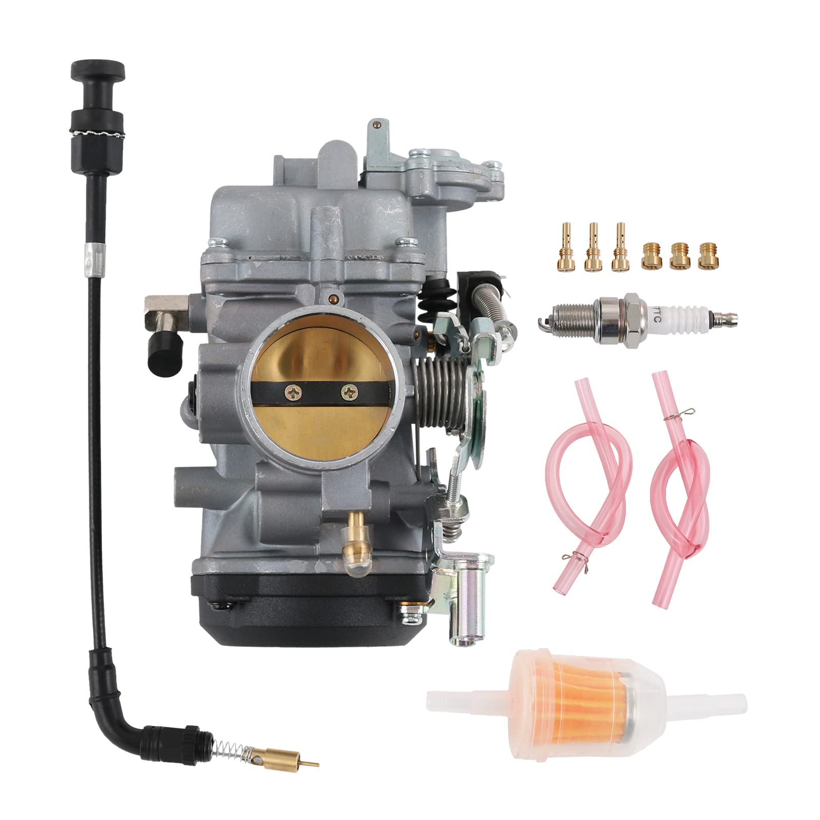 CV40 Carb Carburetor with Spark Plug and Jet Compatible with Harley Davidson Dyna Sportster 883 1200 Heritage Softail Electra Glide Fatboy & More Replace# 27421-99, 27490-04