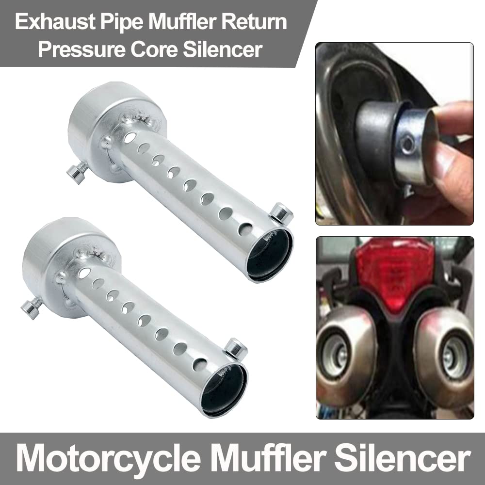 2 pezzi universale 45 mm silenziatore di scarico moto rimovibile marmitta moto può inserire silenziatore deflettore, argento