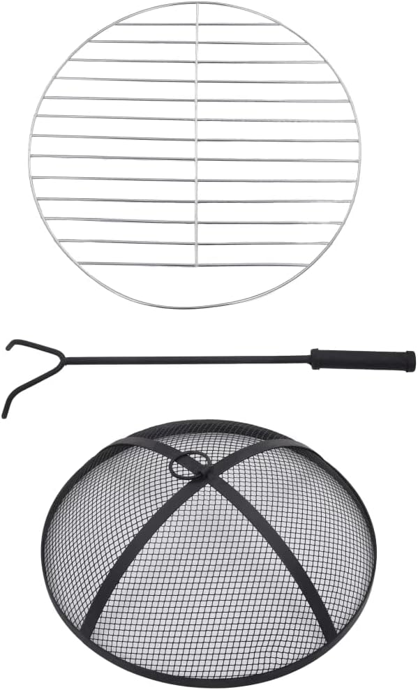 vidaXL Mosaic Fire Pit Table 26.8" Terracotta, Decorative Ceramic Outdoor Fireplace with Safety Mesh, Steel Fire Pit Stove for Garden, Patio