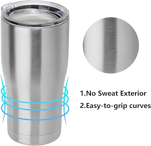 Miniatura 8 de DOMICARE vaso de doble pared con aislamiento al vacío, 20 onzas, con tapa, vaso de viaje de acero inoxidable, vaso de café con recubrimiento en polvo