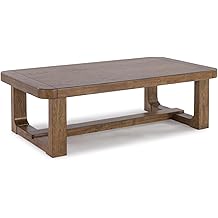 Signature Design by Ashley Cabalynn Modern Coffee Table with Solid Wood Frame, Light Brown