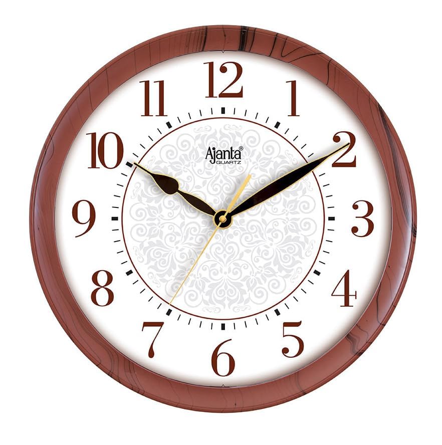 Image of Ajanta Quartz Plastic Real Silent Sweep Movement Designer Analog Wall Clock (341X51X341Mm) (Mahogany)