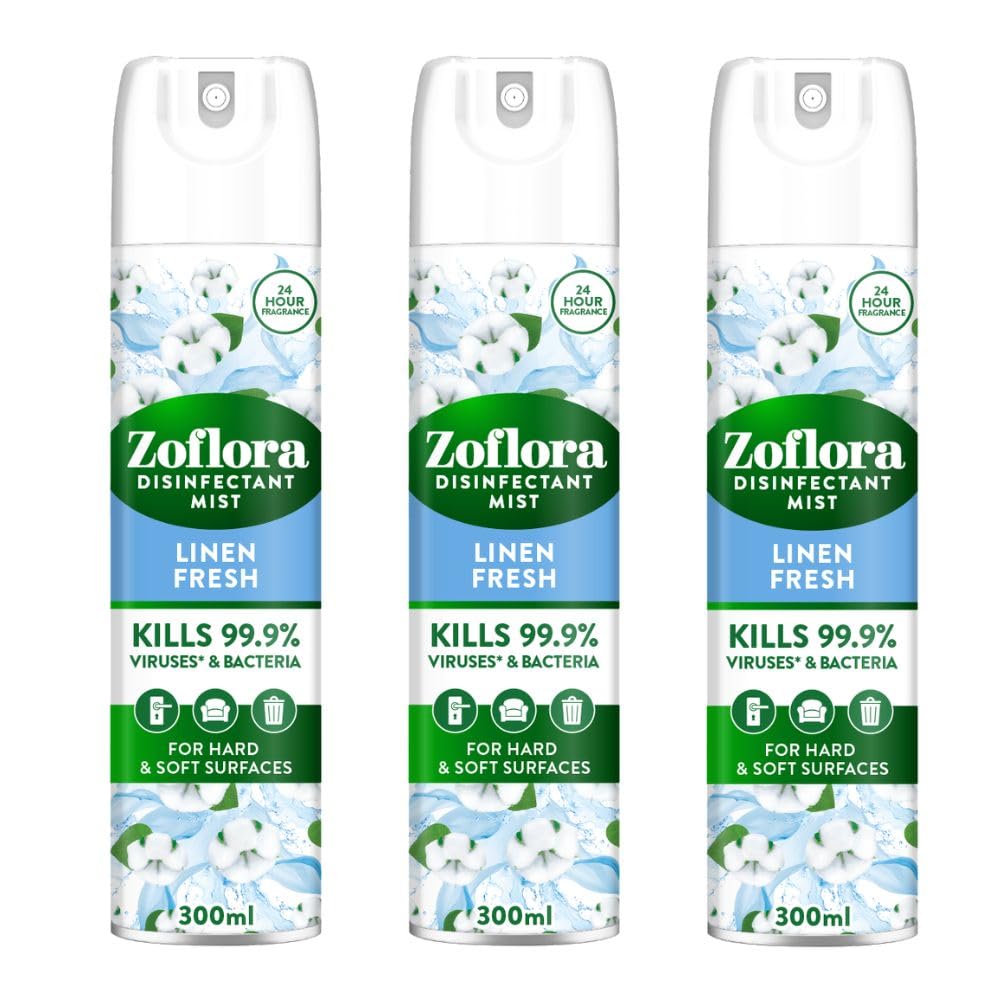 Multipurpose Disinfectant - Linen Fresh- 300 ml | Anti-bacterial | All surface Cleaner | Home, Kitchen & Bathroom Cleaning | Eliminates Odour | 24 Hours fragrance - Pack of 3
