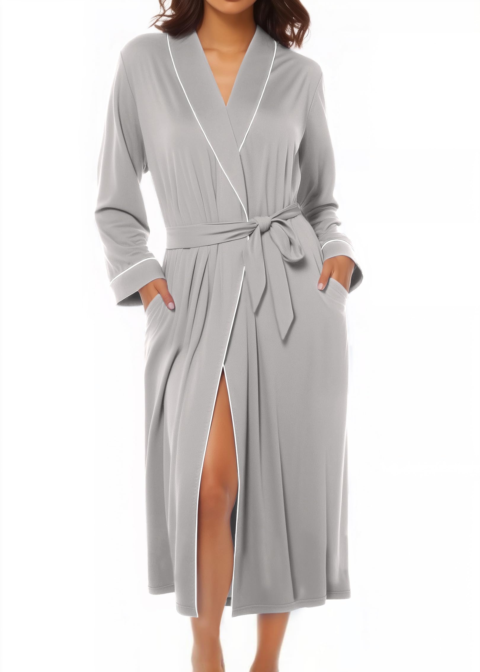 Kimono Robes for Women Long Lightweight Knit Bathrobe Shawl Soft Sleepwear Casual Ladies Loungewear S-XXL