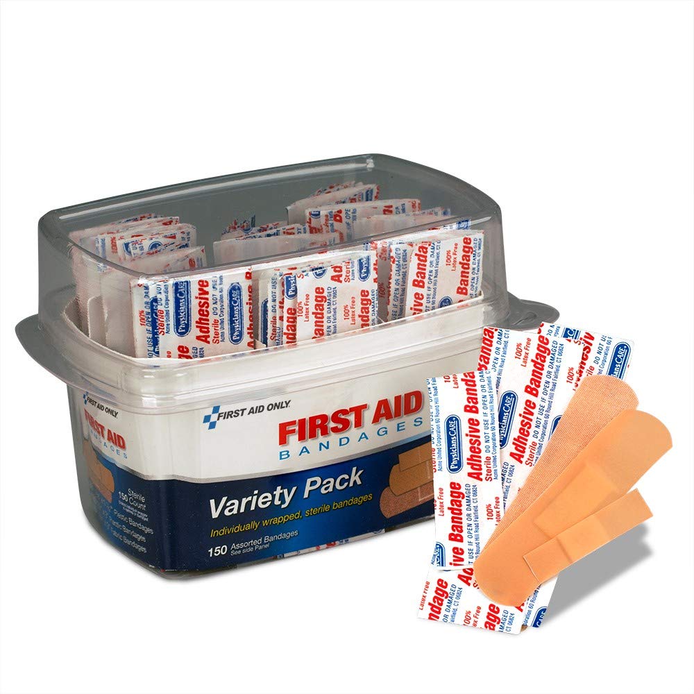 Assorted Bandage Box Kit, 150 Piece - Emergency Kit Trauma Kit First Aid Cabinet Refill