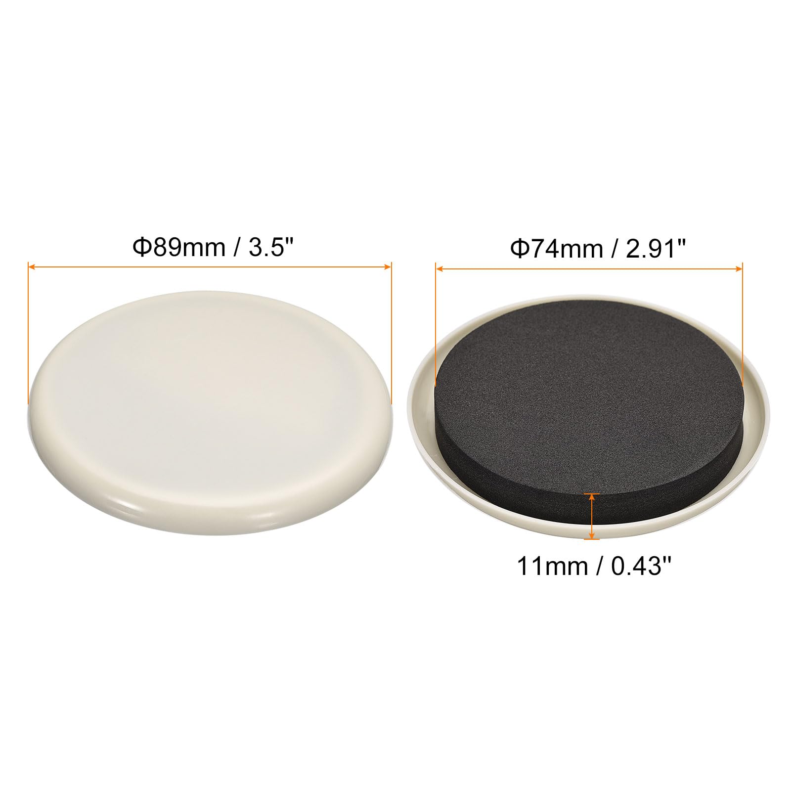 uxcell Furniture Sliders, 8Pcs 3.5" - Plastic Reusable Round Sliding Pads, Chair Glides for Carpeted Tile Vinyl Hardwood Floors (Grey) - Image 2