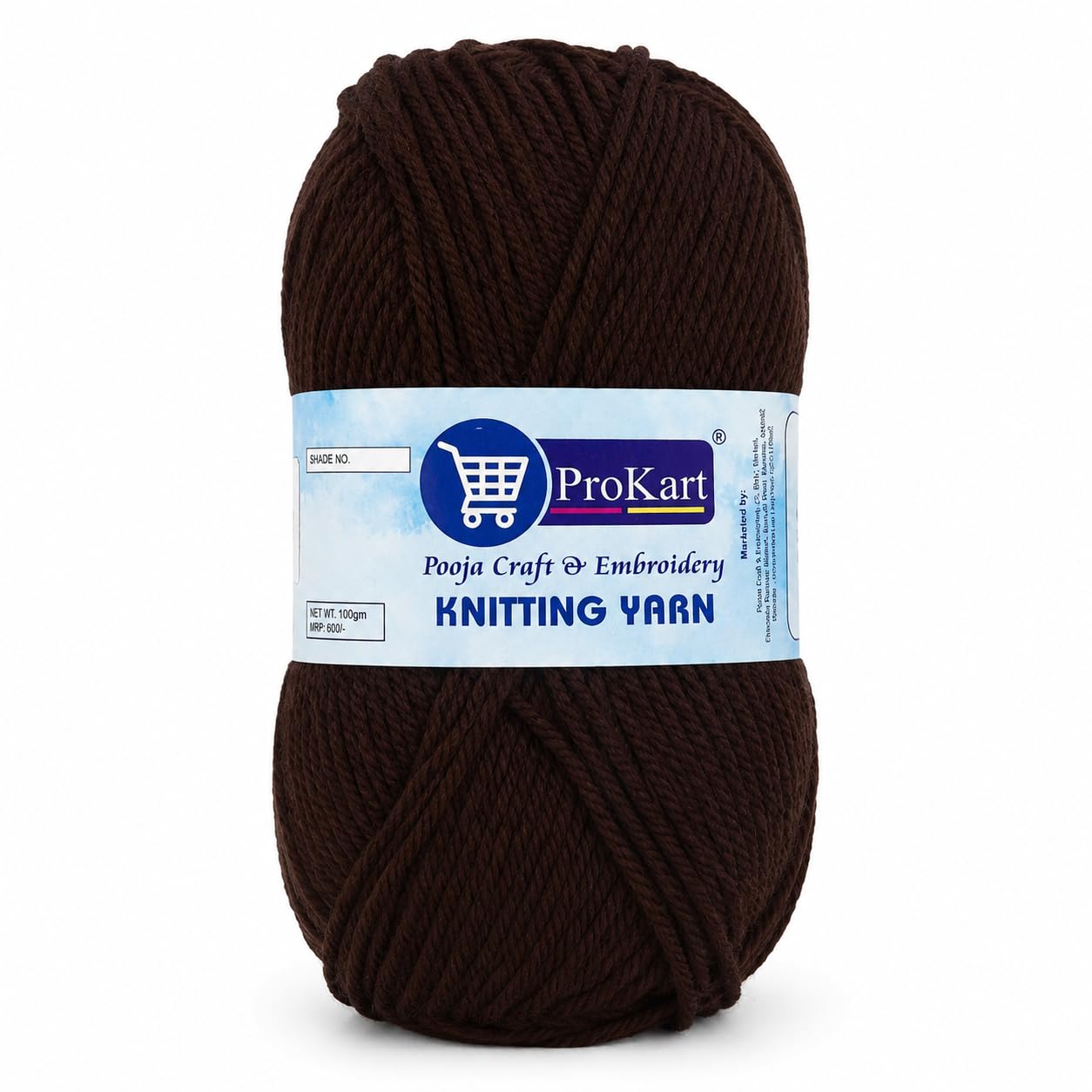 ProKart Premium Woolen 4 ply Hand Knitting Wool Yarn | Fine Weight Knitted and Crocheted Soft Yarn for Sweater, Baby Clothes, & DIY Craft Accessories Projects (Chocolate Brown, 100gms x 1 Pack)
