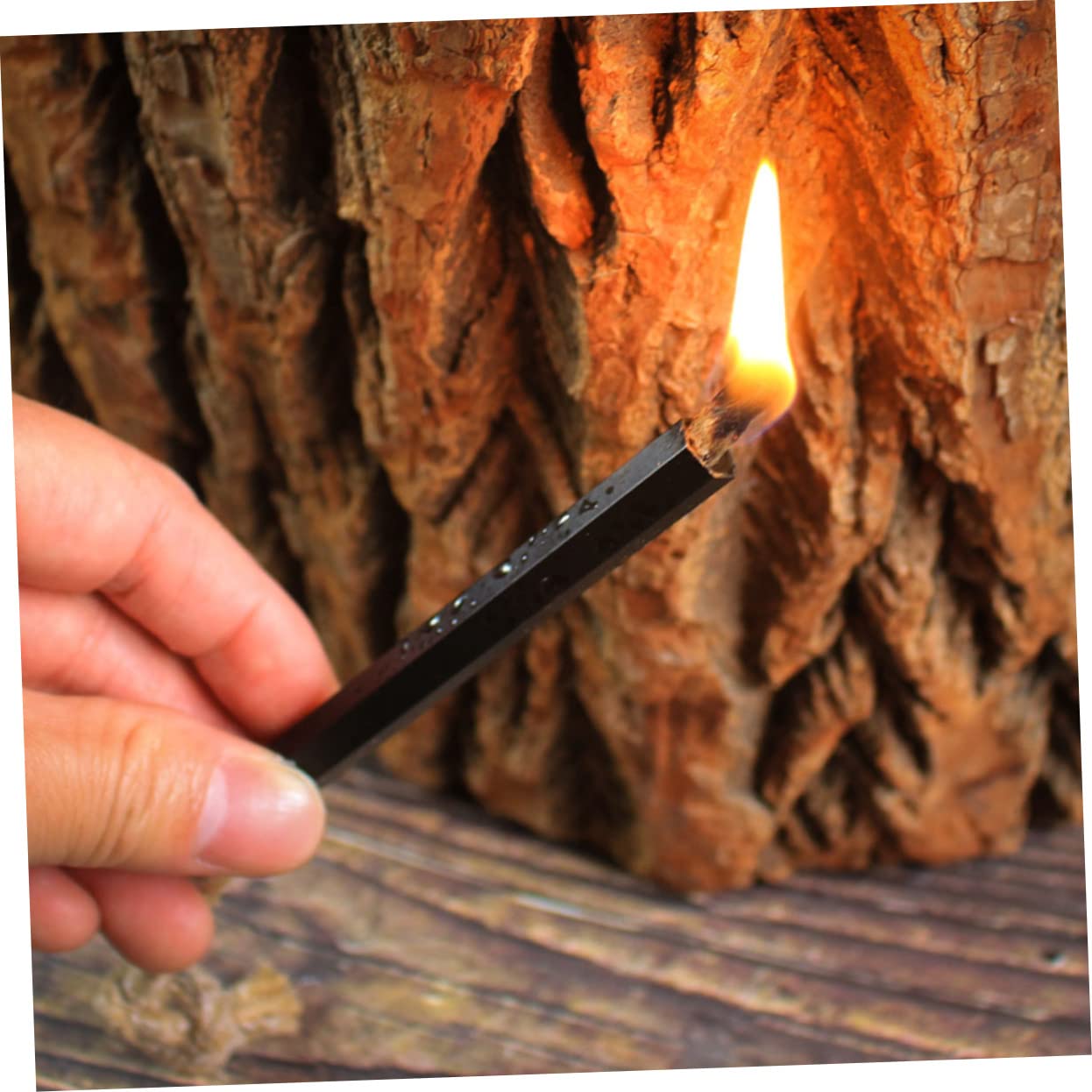 BESTonZON 3 Ensembles Allumage Allume Feu Allume-feu Camping Allume-feu Étanche Départ Corde À Mèche Extérieure Allume-feu À Mèche De Cire Pratique Noir Corde De 6 Pièces * 3