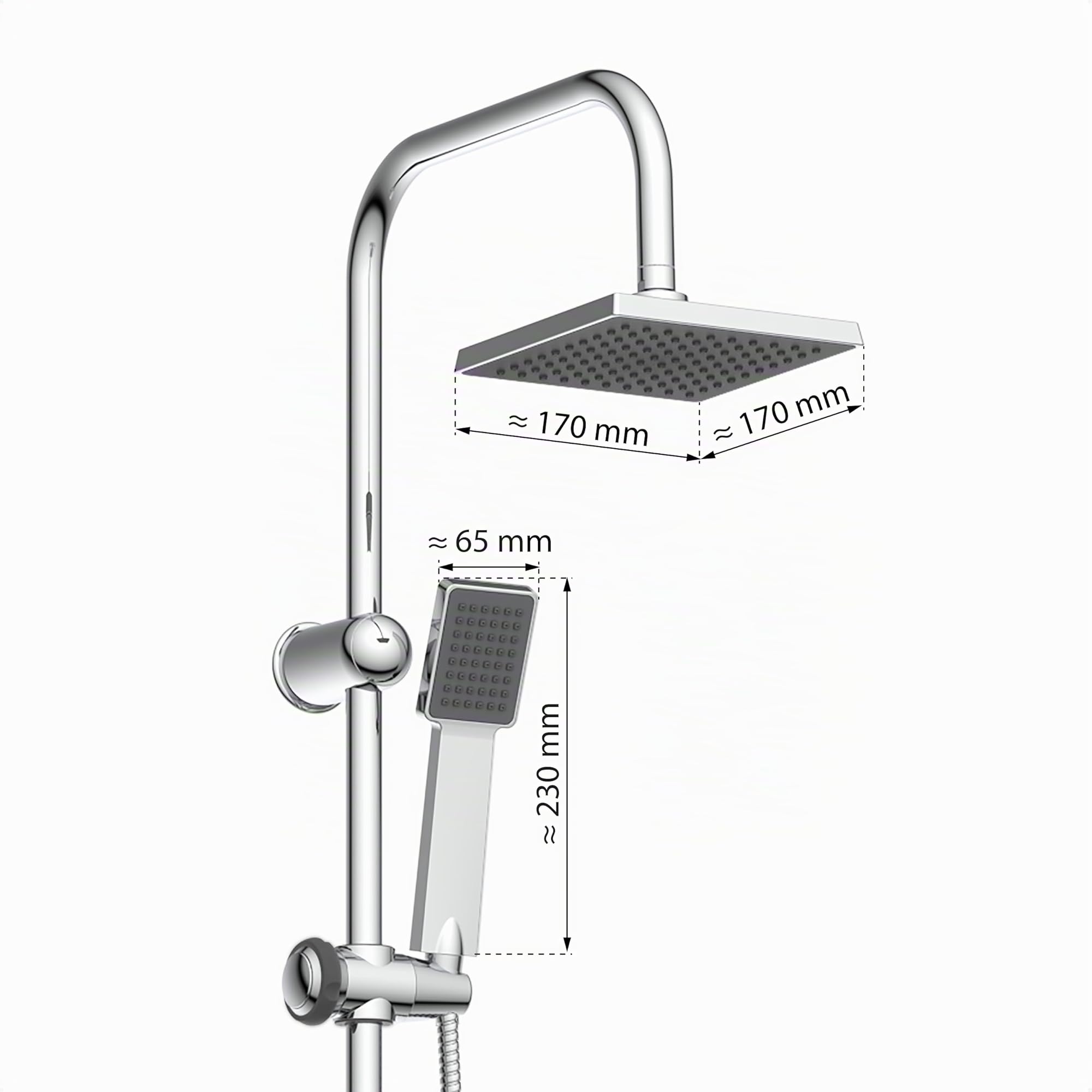 EISL Colonne de Douche Pluie 2en1, Pommeau Anti-Calcaire, Chrome