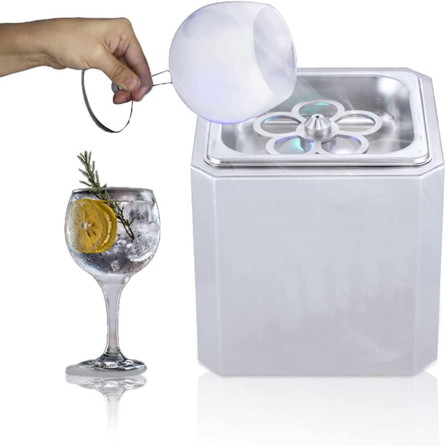 Mini enfriador de vidrio, congelador de bebidas de acero inoxidable con luces LED, taza de enfriamiento rápido a -45 °C en 6 segundos para cócteles, cerveza, vino, 220 V
