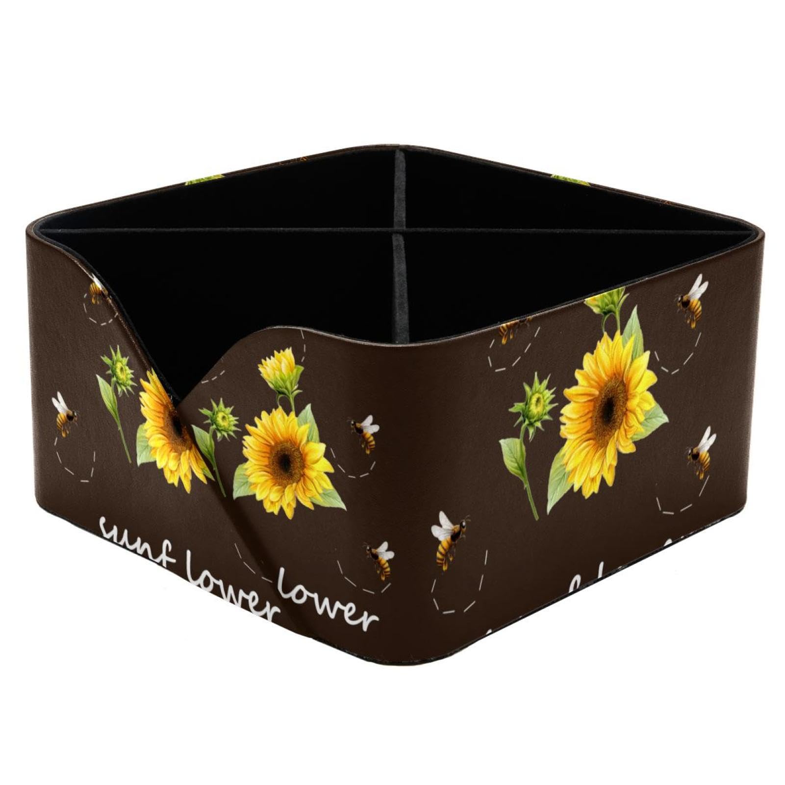 Organiseur de bureau tournesol à 4 compartiments et pot à crayons