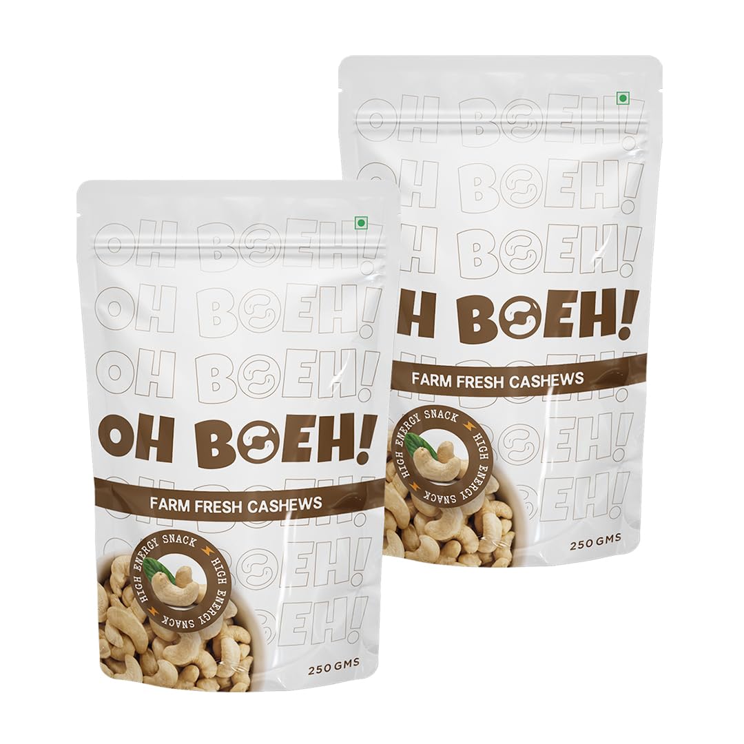 OH BOEH! Premium W240 Plain Cashews - 500g (250g Pack of 2) | Whole & Natural Snack | Perfect for Healthy Snacking | Low Trans-Fat, Cholesterol-Free | Gourmet Quality Nuts (B0CX9D43DR) Amazon Price History, Amazon Price Tracker