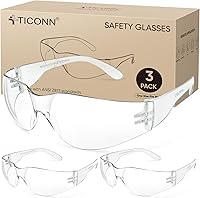 Vista 1 de TICONN Gafas de seguridad transparentes para hombres, gafas protectoras resistentes a los arañazos y impactos, cumplen con la norma ANSI Z87.1