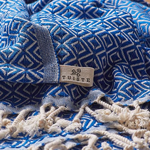 Tuiste Saunatuch Blau 2er Pack, Saunakilt Damen und Herren, Strandtuch, Saunahandtuch, Picknickdecke, Hamamtuch%100 Baumwolle, Strandtücher, Strandhandtuch XXL, Badehandtuch 100x180
