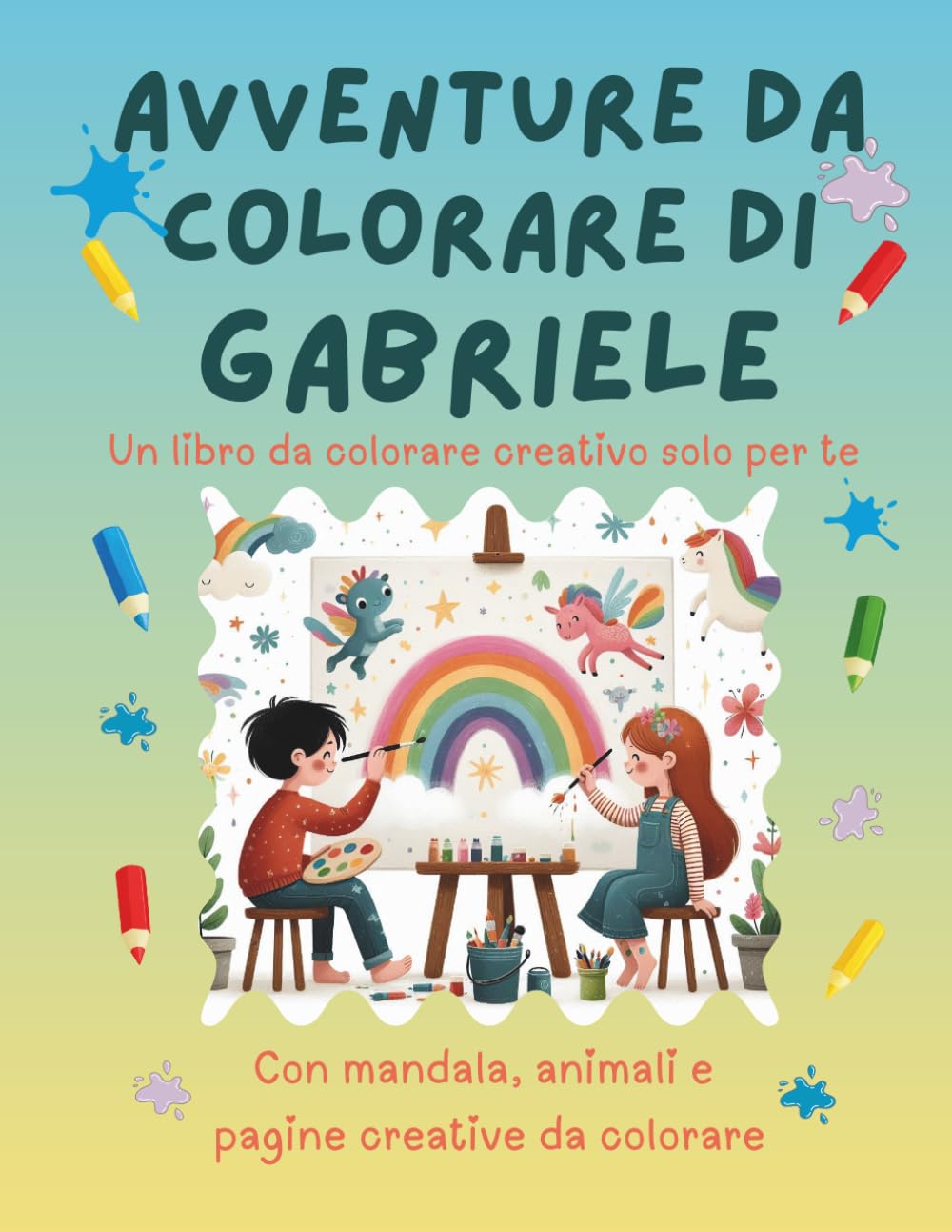 Avventure da colorare di Gabriele – libro da colorare personalizzato: Libro per bambini con animali, natura, mandala e pagine interattive | 32 pagine ... (Avventure da colorare personalizzate)