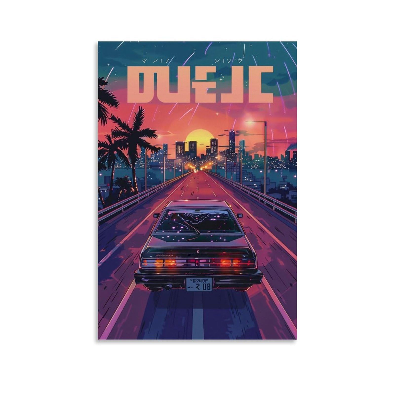 HUERYRYHY Tokyo Night Drive 01 Poster Wall Art Canvas Vintage Aesthetic Painting Decor for Rooms 20x30inch Unframe-style