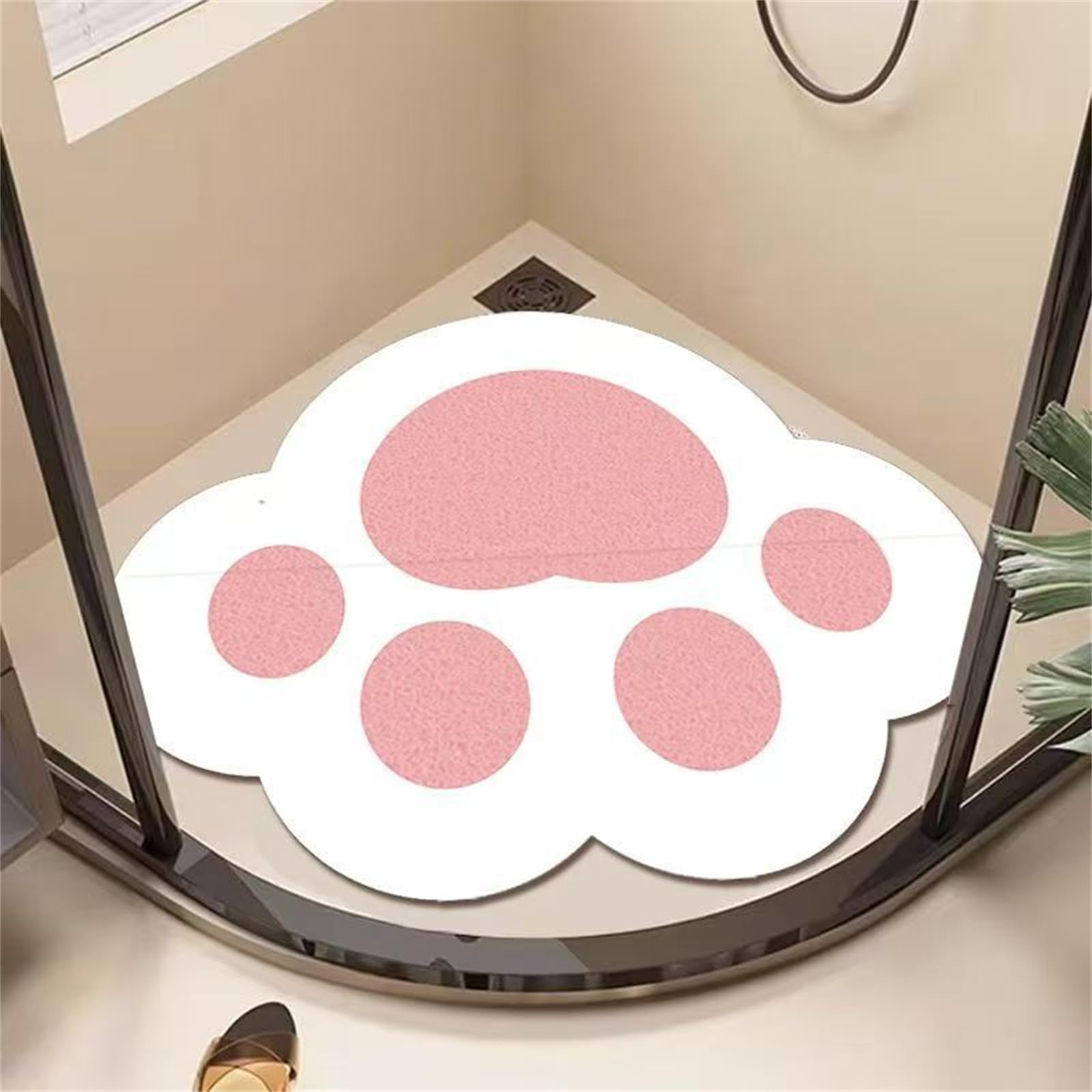 Odot Duschmatte rutschfest, Pfotenabdruckform Schnelltrocknend PVC-Luffa Badewannenmatte, Badezimmerteppich mit Ablaufloch, Weich Komfort Badteppich, Duschvorleger für Nassbereiche (Weiß,100cm)