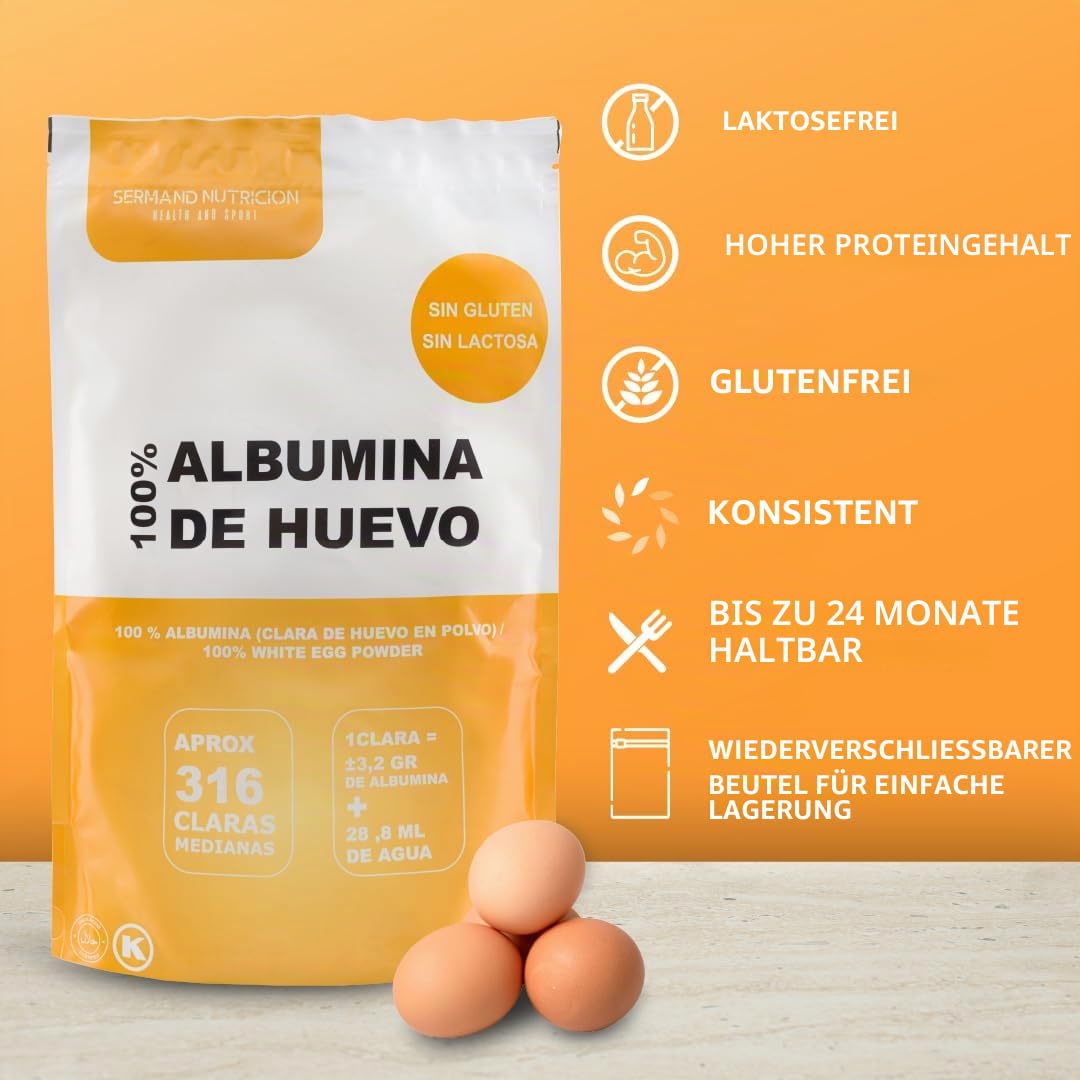 Bio-Eiklarpulver aus Freilandeiern (1 kg) | Pulverisiertes Eiweiß aus ökologischer Herkunft | Ohne Zusatzstoffe | Glutenfrei & Laktosefrei | Zip-Verpackung