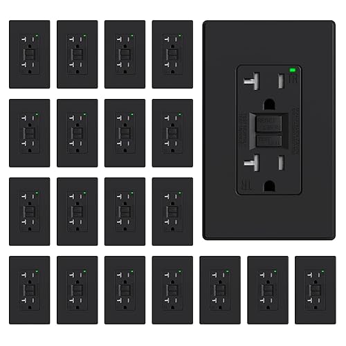 Miniatura 24 de ELEGRP Toma GFCI de 20 amperios, toma eléctrica GFI de autoprueba con diseño más delgado, receptáculo GFCI resistente a manipulaciones TR, Mate