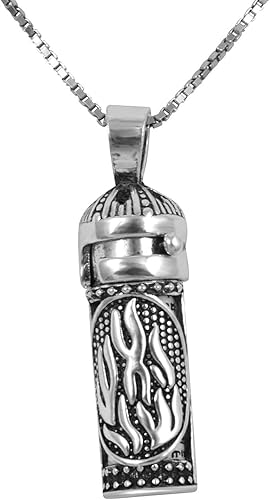 Miniatura 8 de Collar Mezuzah para hombres o mujeres en plata de ley 925 Shema Yisrael, Chamsa, Chai hebreo, Arena Holyland, Menorá