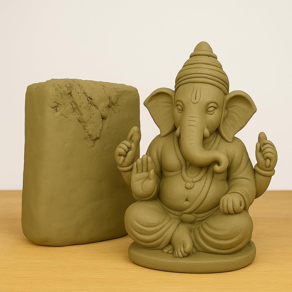UEMC Crafts Natural Terracotta Clay 1kg | Clay for Ganesh Idol Making, Pottery Wheel, Sculpting, DIY Craft & School Projects-picture-32