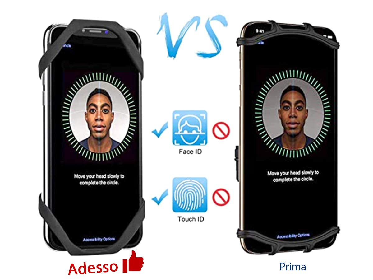 CARALL Porta Cellulare da Bici Supporto Smartphone per Manubrio Moto Monopattino Elettrico Bicicletta MTB Universale 360° Rotabile Silicone Solo 4 Angoli Non Copri Tasti e Display