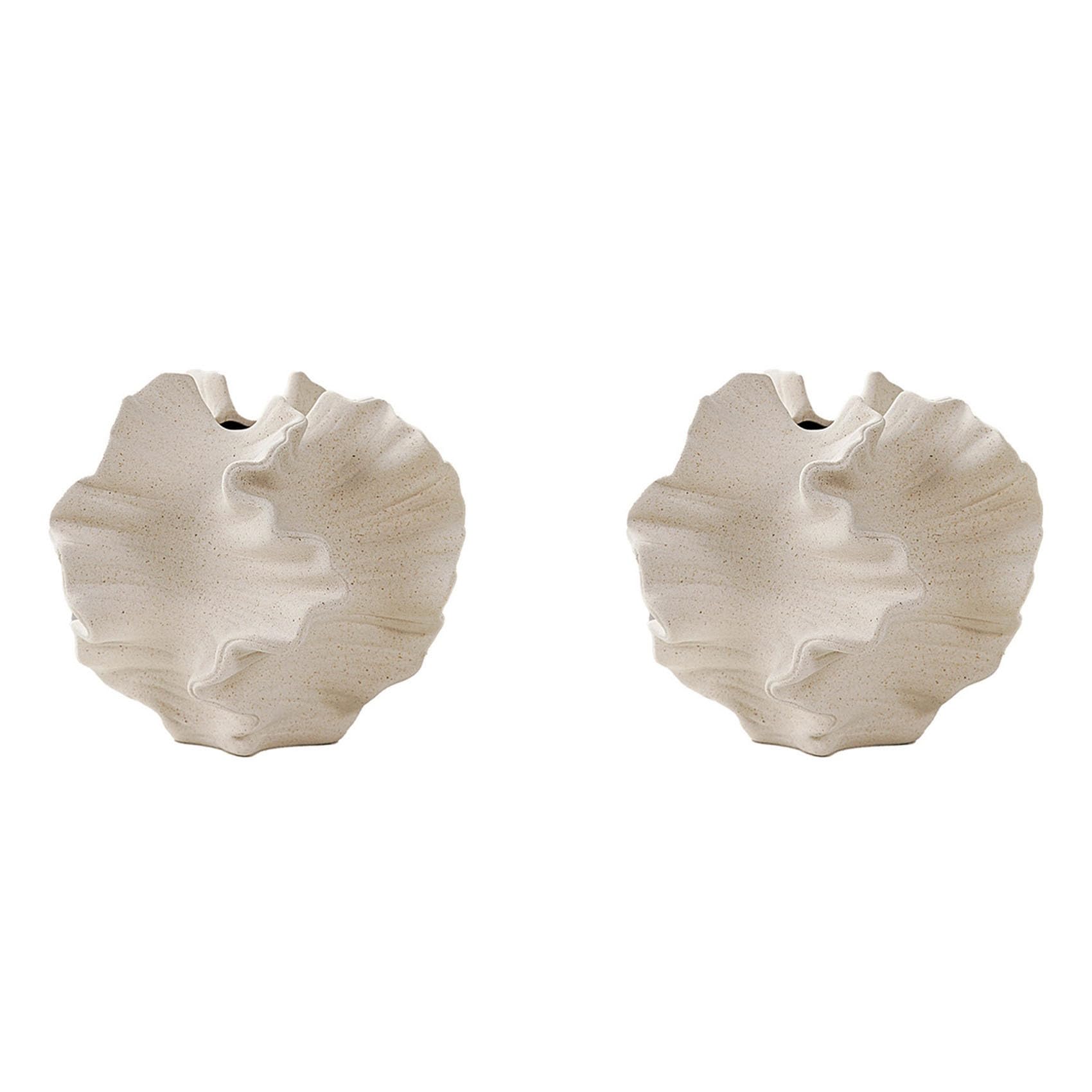 Vjsujehgy 2X Coral Vase Nordic Art Container for Flower Pampas Grass Vase Living Room Tabletop Centerpieces Decor Creamy-White A