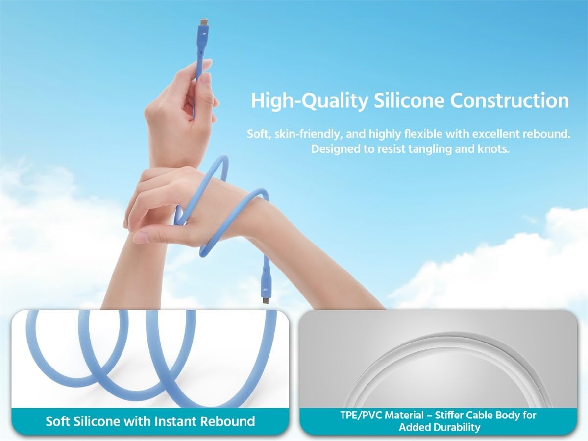 Monoprice Cavo USB 4 Gen 2 in silicone, 1,8 m, blu, confezione da 2
