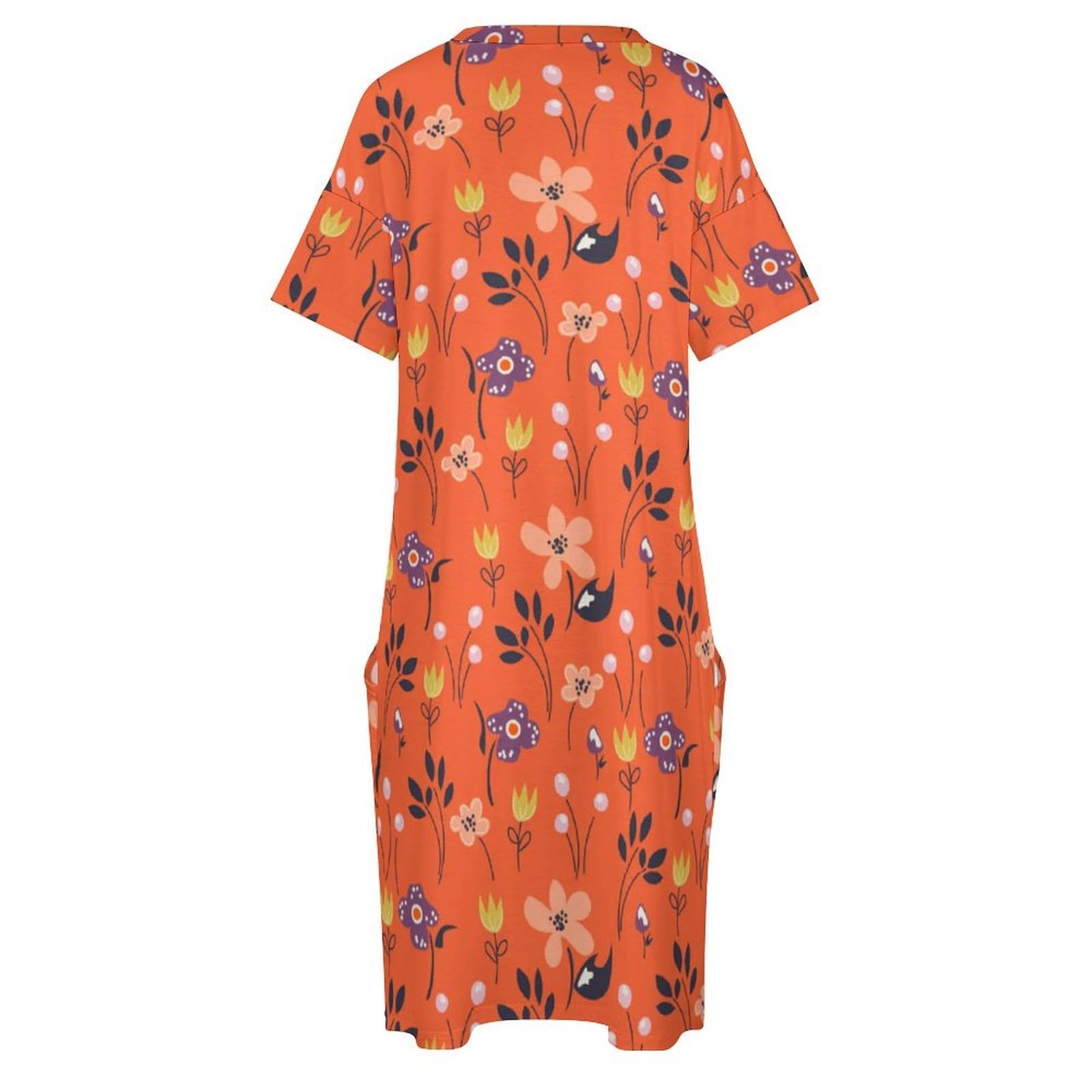 Vestido de Mujer Casual de Verano de Manga Corta, Moda Impresiones V Cuello Vestidos con Bolsillo, Vestidos Largos de Playa Talla Grande Suelto